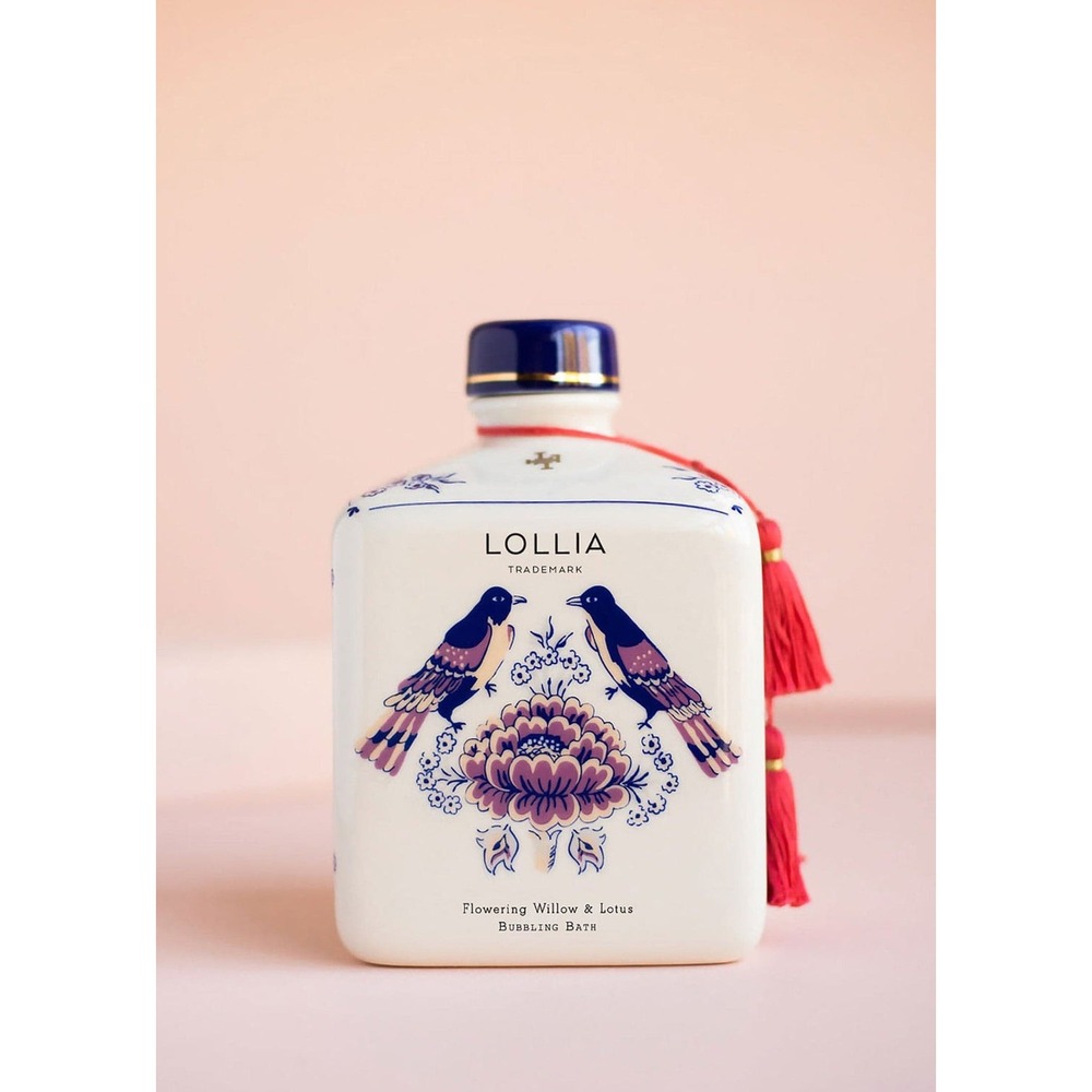 Lollia Imagine Flowering Willow & Lotus Bubble Bath Ceramic Bottle 35.7oz